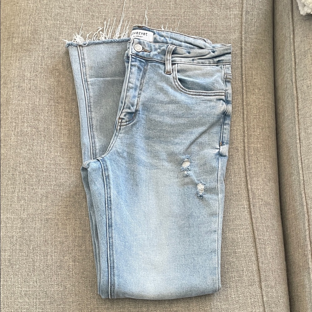 Women's Light Blue Distressed Boot Cut Jeans